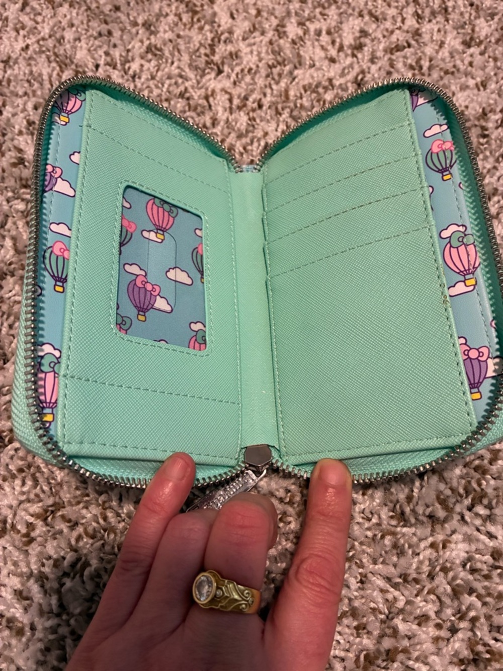 Loungefly Mint Sanrio Hello Kitty & Cat Zip Wallet - Picture 3 of 3